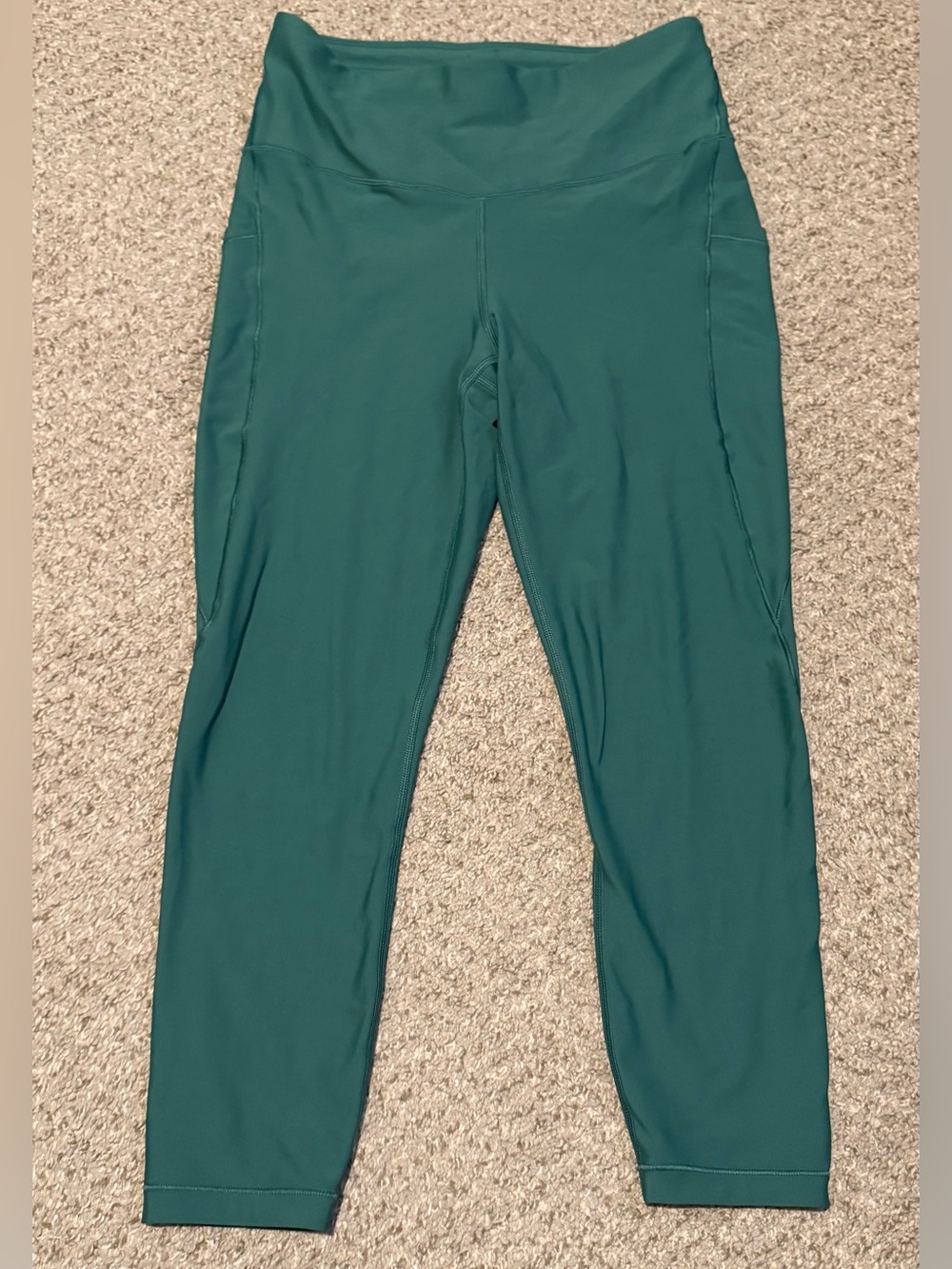 Athleta High-Waist Green Active Leggings 7/8 Length Size Medium